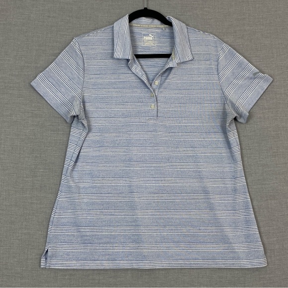 Puma Dry Cell Golf Shirt Light Blue Stripe Sz XL - Picture 1 of 9